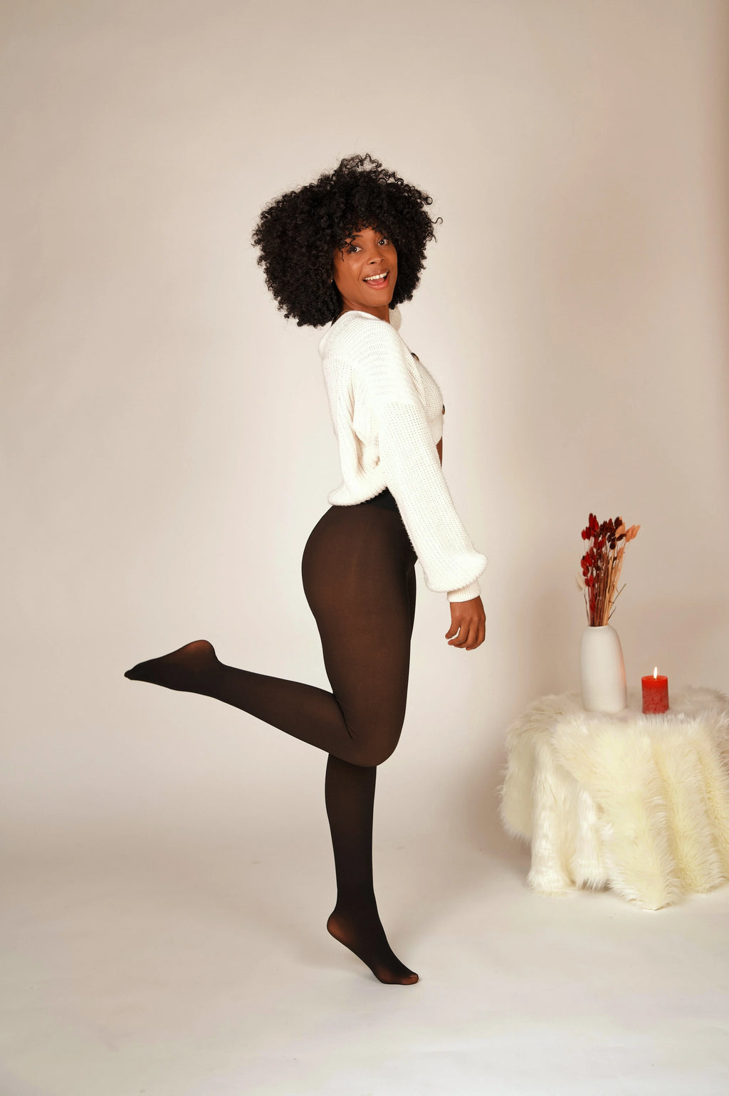 The Perfect Fleece lined tights - Brown