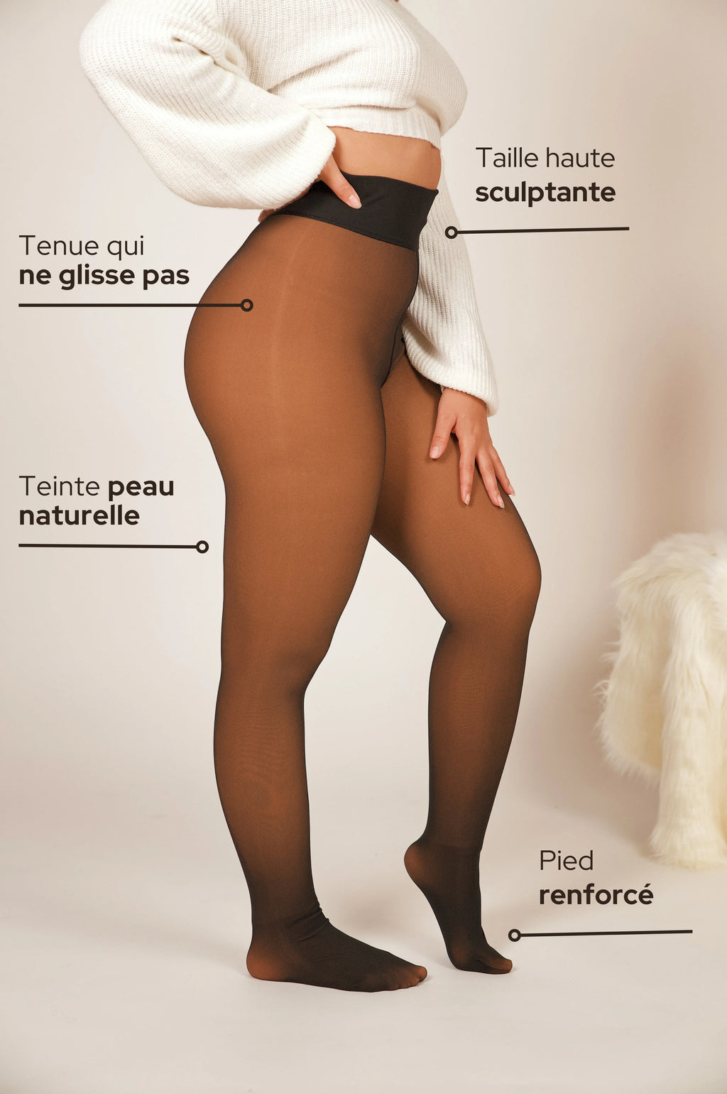 The Perfect Fleece lined tights - Caramel