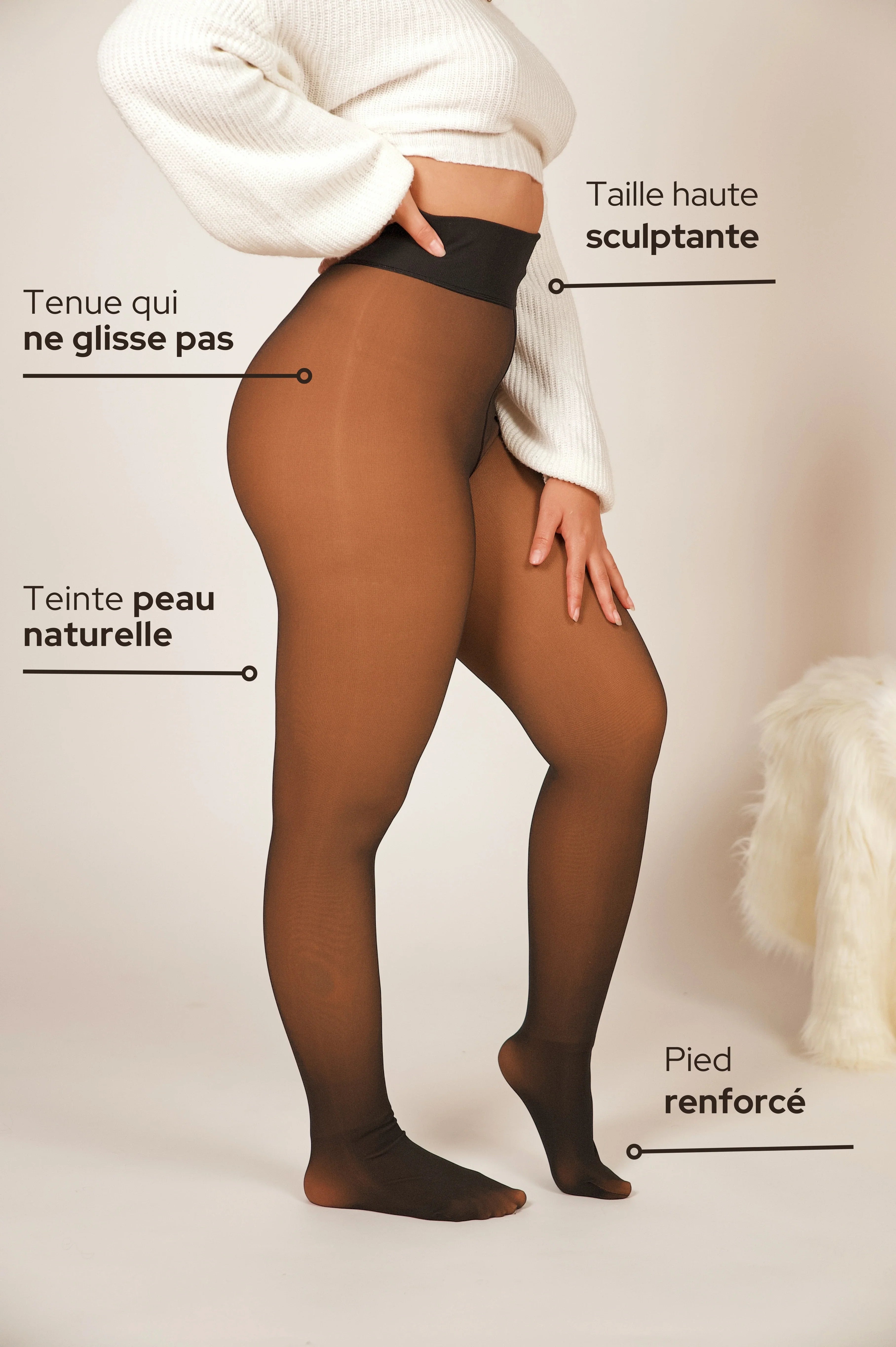The Perfect Fleece lined tights - Caramel